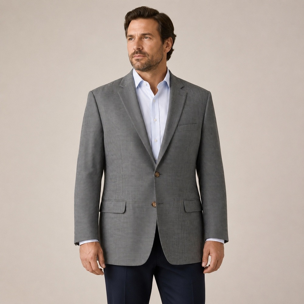 Ralph Lauren Men's 50L Gray Houndstooth Two Button Sport Coat Blazer